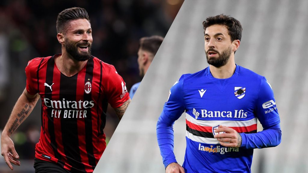 giroud caputo milan sampdoria