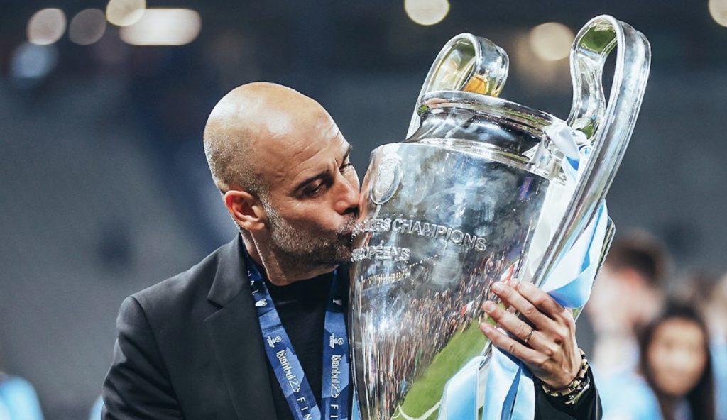 Guardiola dopo aver vinto la Champions League (Profilo Instagram Guardiola)